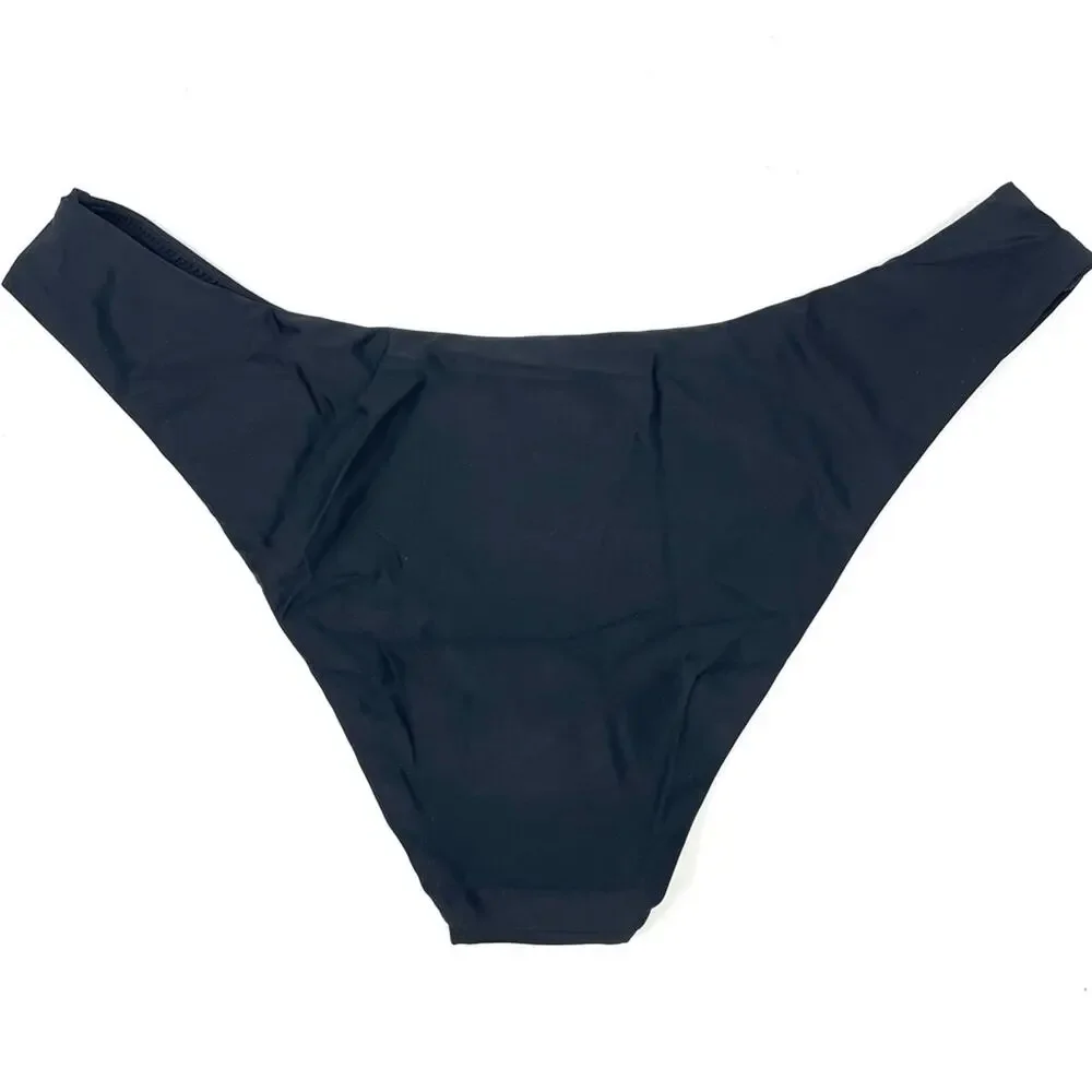 NEW J. Crew Curved-waist Cheeky Bikini Bottom in Black, Women's Medium BC125 $59